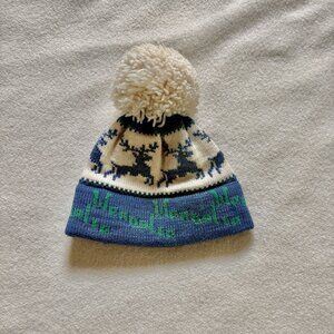 Wool pom pom ski hat
